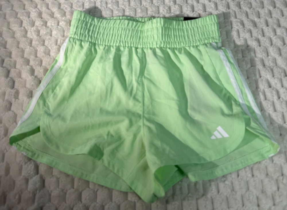 Adidas Women's Pacer Shorts XS Green White 3" Inseam High Rise Training